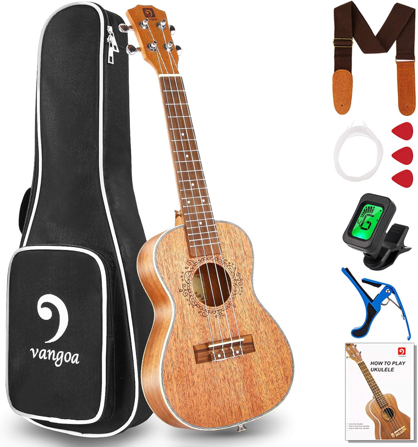 Vangoa Ukulele Concert Mahogany Bundle 23 inch